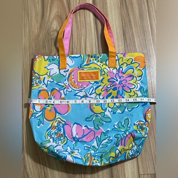 Lilly Pulitzer For Estée Lauder Colorful Floral Print Canvas Tote Bag. - Picture 10 of 15